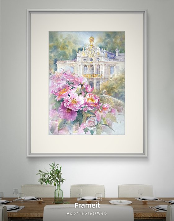 Pink Roses Blooming in a Fairytale Palace