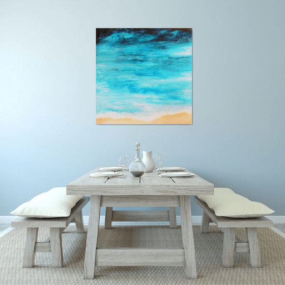 Waves edge (beach / ocean / sea / sand, large textured abstract painting)