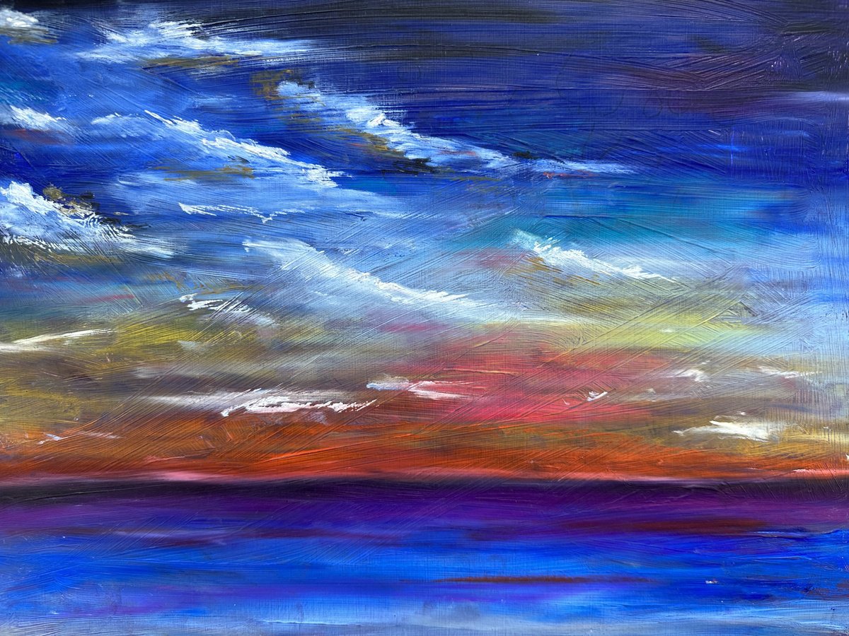 Impressionistic Landscape Pastel Drawing By Irina Anis, 16 X 11, Ocean, Original Artwork