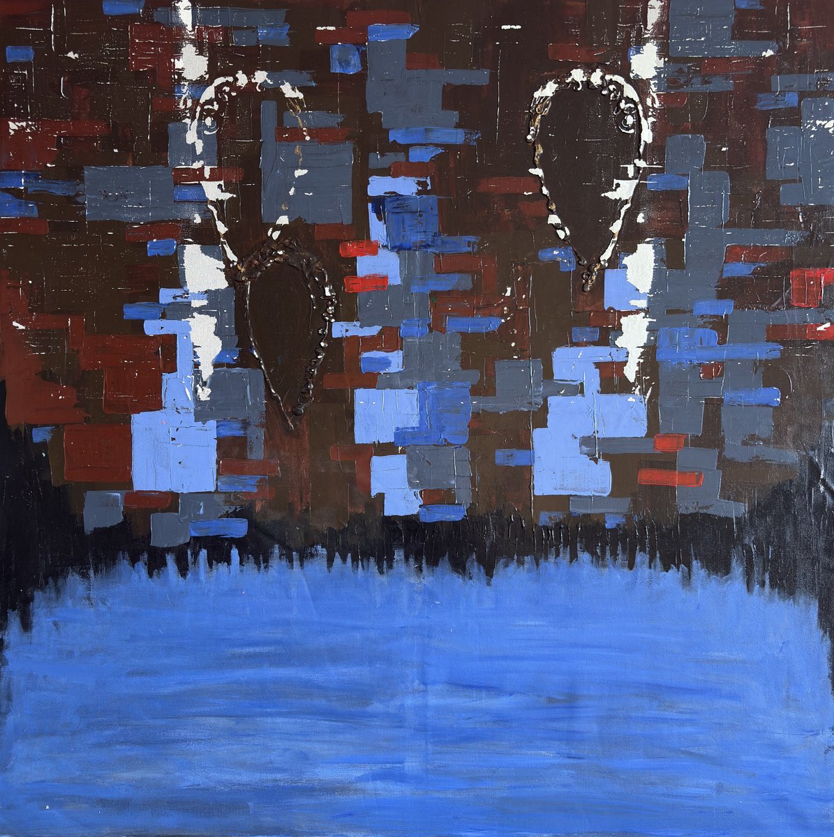 Two Figures Above Water By Gela Mikava, 47 X 47, Artwork For Sale On Artfinder