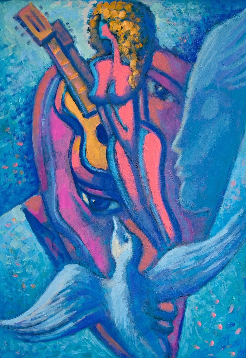 Surrealistic Portrait Oil Painting By Rumen Sazdov, 22 X 30", Dream World, Original Artwork