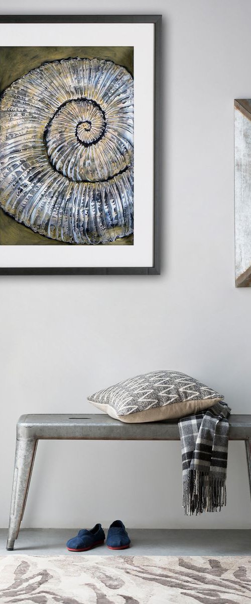 Ammonite (textured artwork of a fossil ammonite) #2 by Carolynne Coulson