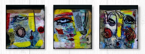 Mixed Media Funky Face Collection 2 by Kathy Morton Stanion