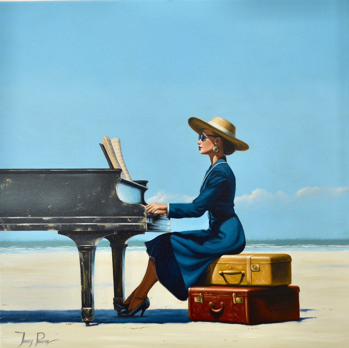 Playing The Blues - To Some Sand By Johnny Popkess, 20 X 20, Artwork For Sale On Artfinder