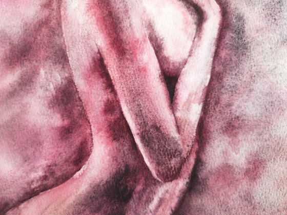 Nude sensual women watercolor painting