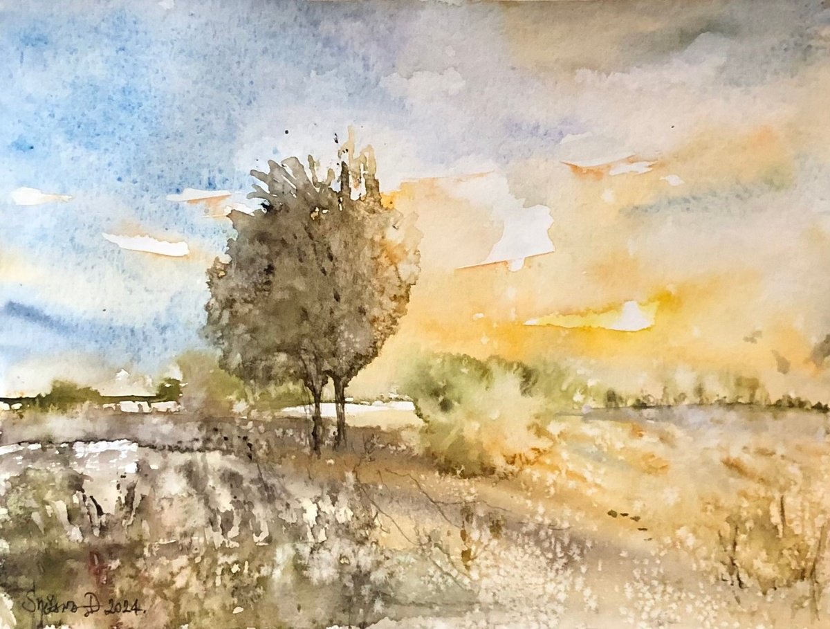 Impressionistic Botanical Watercolour By Snezana Djordjevic, 12 X 9", Two Souls-3, Original Artwork