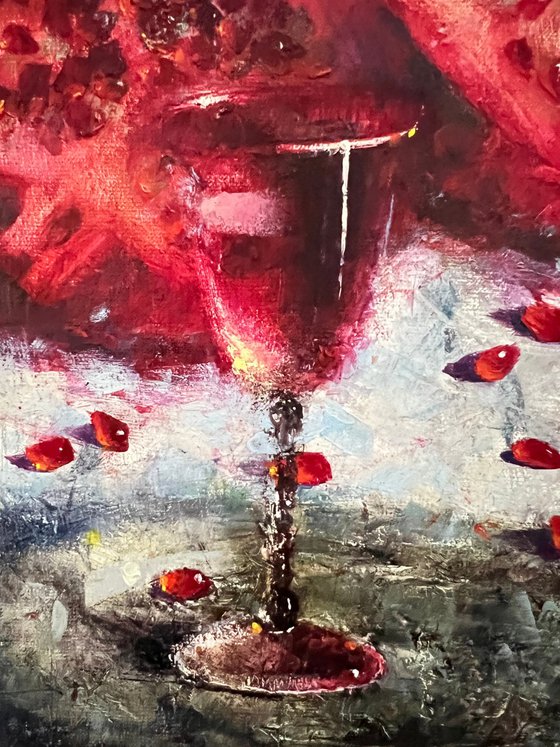 Red Pomegranates Wine Glass