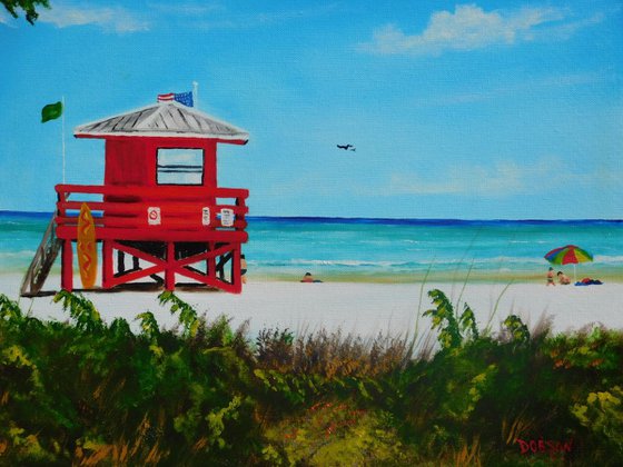 Siesta Key Red Lifeguard Stand