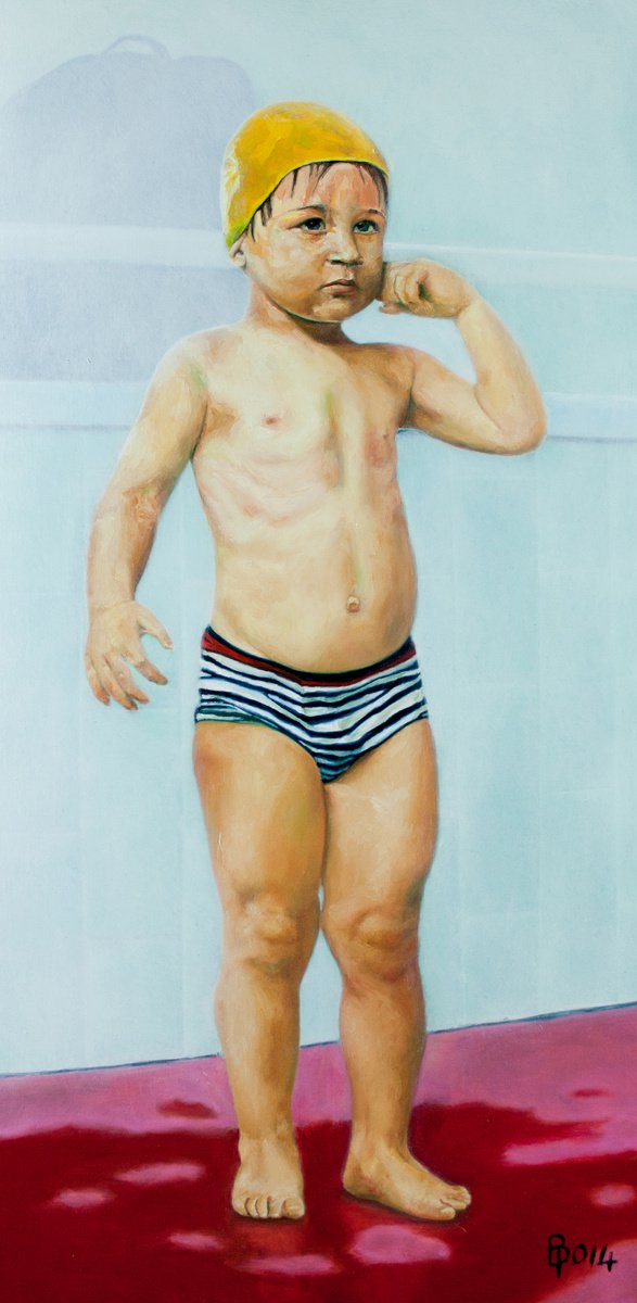 Photorealistic Portrait Oil Painting By Paolo Borile, 14 X 28", Andrea, Original Artwork