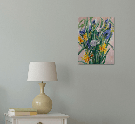 Summer bouquet with irises... /  ORIGINAL PAINTING