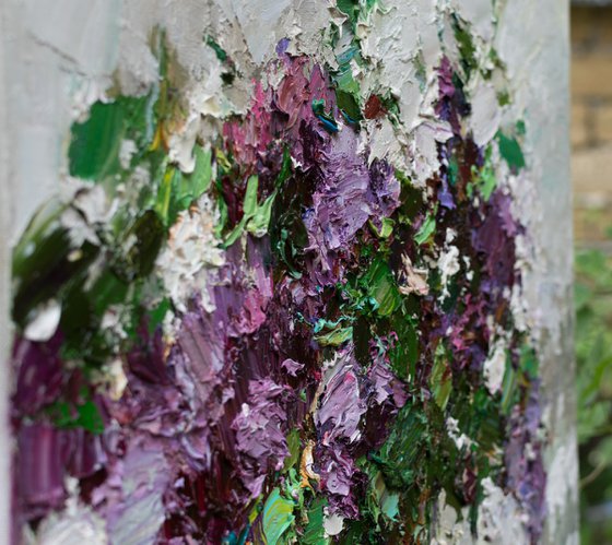 Still life with lilacs in a vase - impasto painting