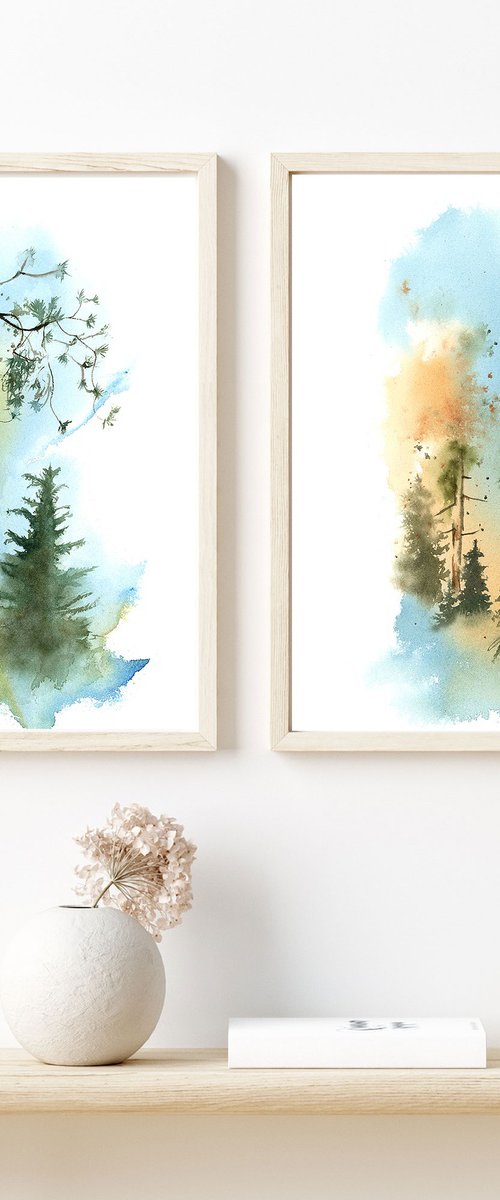 Coniferous forest - Diptych by Olga Tchefranov (Shefranov)