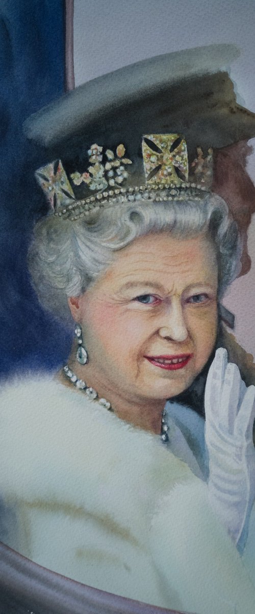 Queen Elizabeth II Portrait by Olga Beliaeva Watercolour