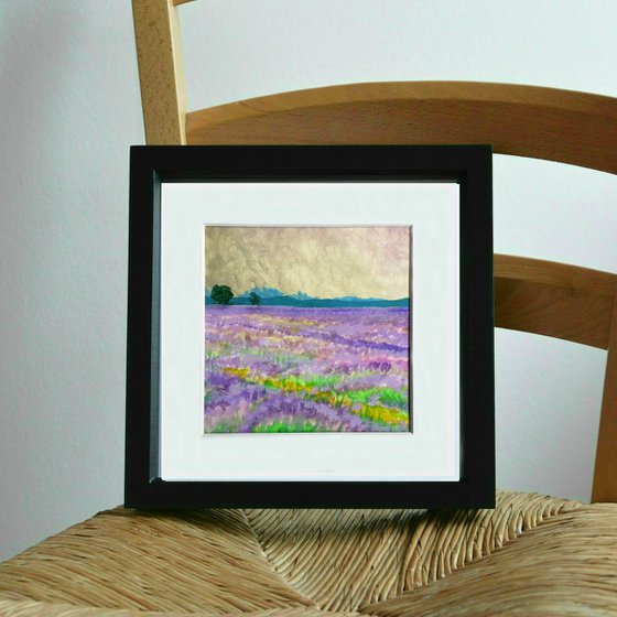 Lavender Fields - mounted landscape, small gift idea