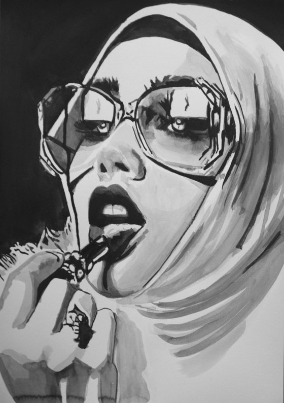 Woman with sunglasses / 42 x 29.7 cm