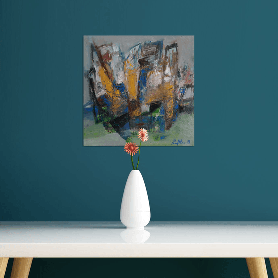Abstract (35x35cm, oil painting, palette knife)