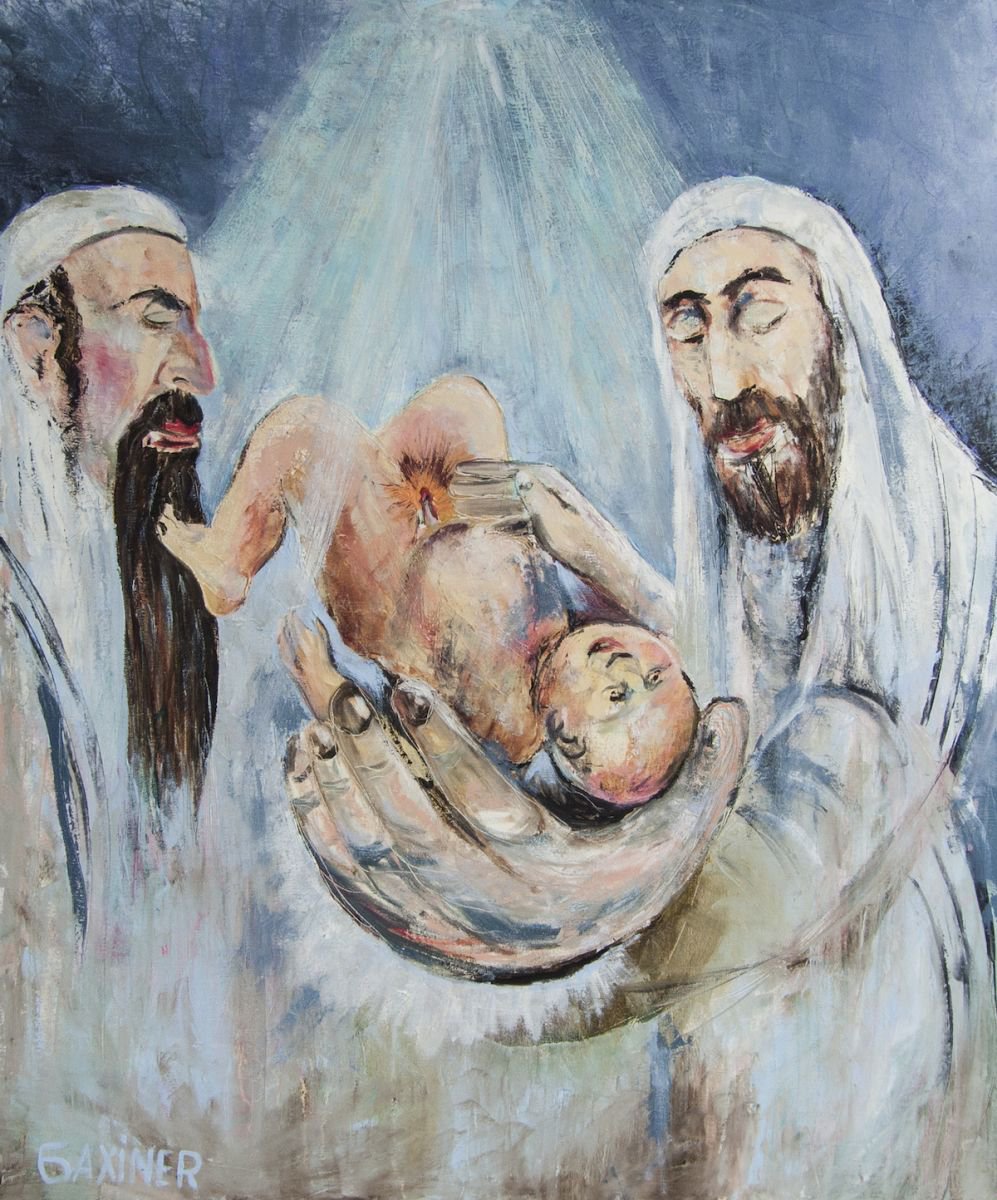 Impressionistic Abstract Oil Painting By Leo Baxiner, 39 X 47", The Union With The God, Original Artwork