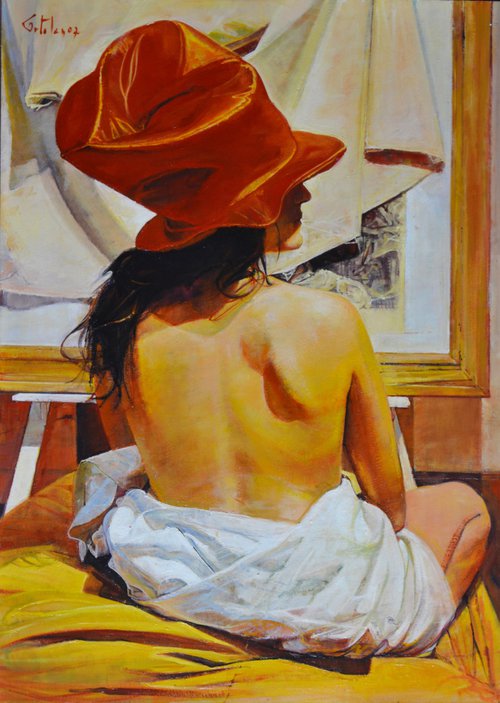 The Woman with the Red Hat. by Marco  Ortolan