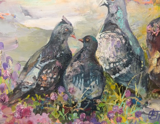 Wedding of pigeons