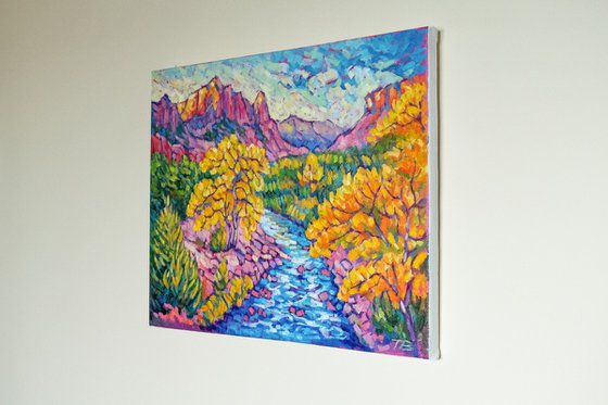 Canyon scenery impressionist oil painting