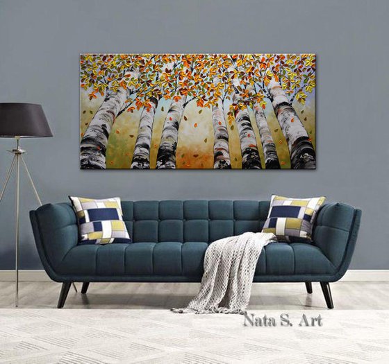 Looking Up - Large Original Birch Trees Painting