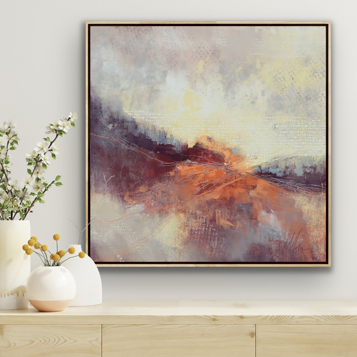 Abstract Landscape Giclee Print By Melinda Macdonald, 48 X 48", Autumn Light, Original Artwork