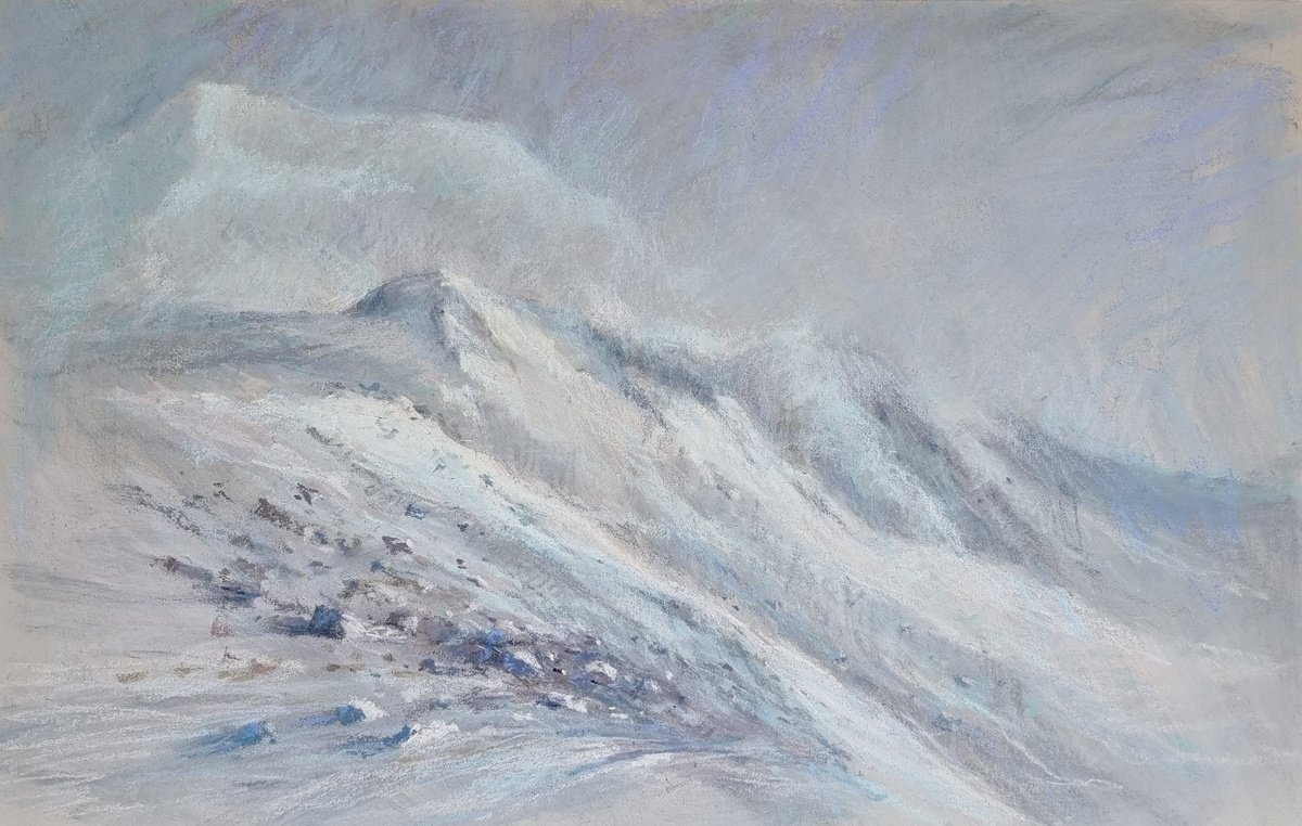 Impressionistic Landscape Pastel Drawing By Elena Genkin, 19 X 12, Looking Forward To A Ski Day #5, Original Artwork