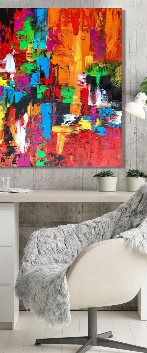 Magical Moment #1 - PALETTE KNIFE ART - EXPRESSIONS OF ENERGY AND LIGHT. READY TO HANG! by Julijana Ravbar