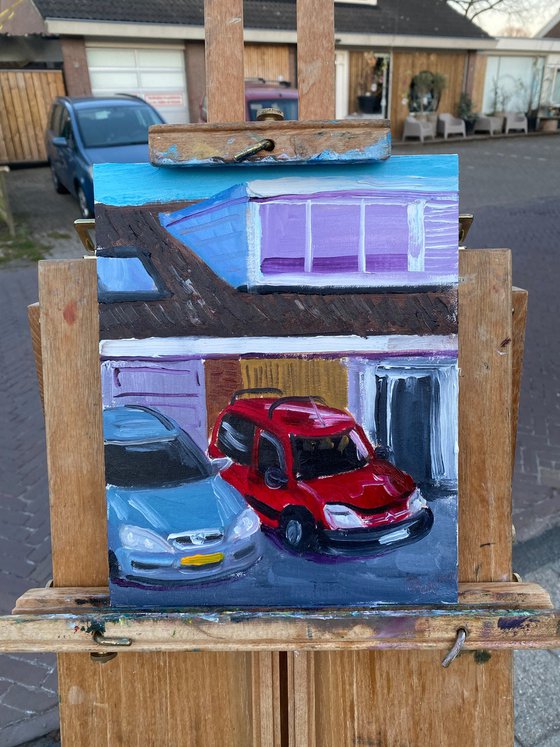 Cars parked near the house
