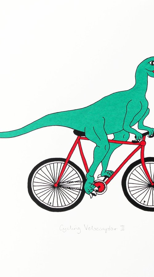 Cycling Velociraptor II by Liz Whiteman Smith