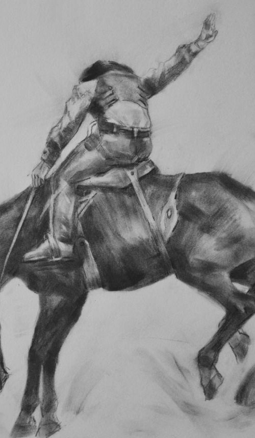Drawing charcoal cowboy #16-4-13-09 by Hongtao Huang