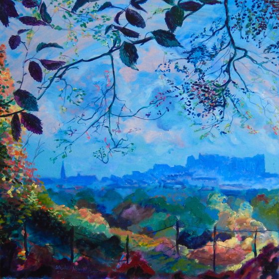 'Edinburgh Castle from The Botanical Gardens'