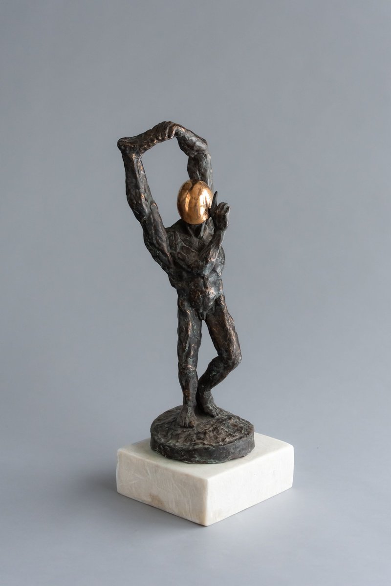 Surrealistic Portrait Bronze Sculpture By Liutauras Grieze, 12 X 28", Hope, Original Artwork