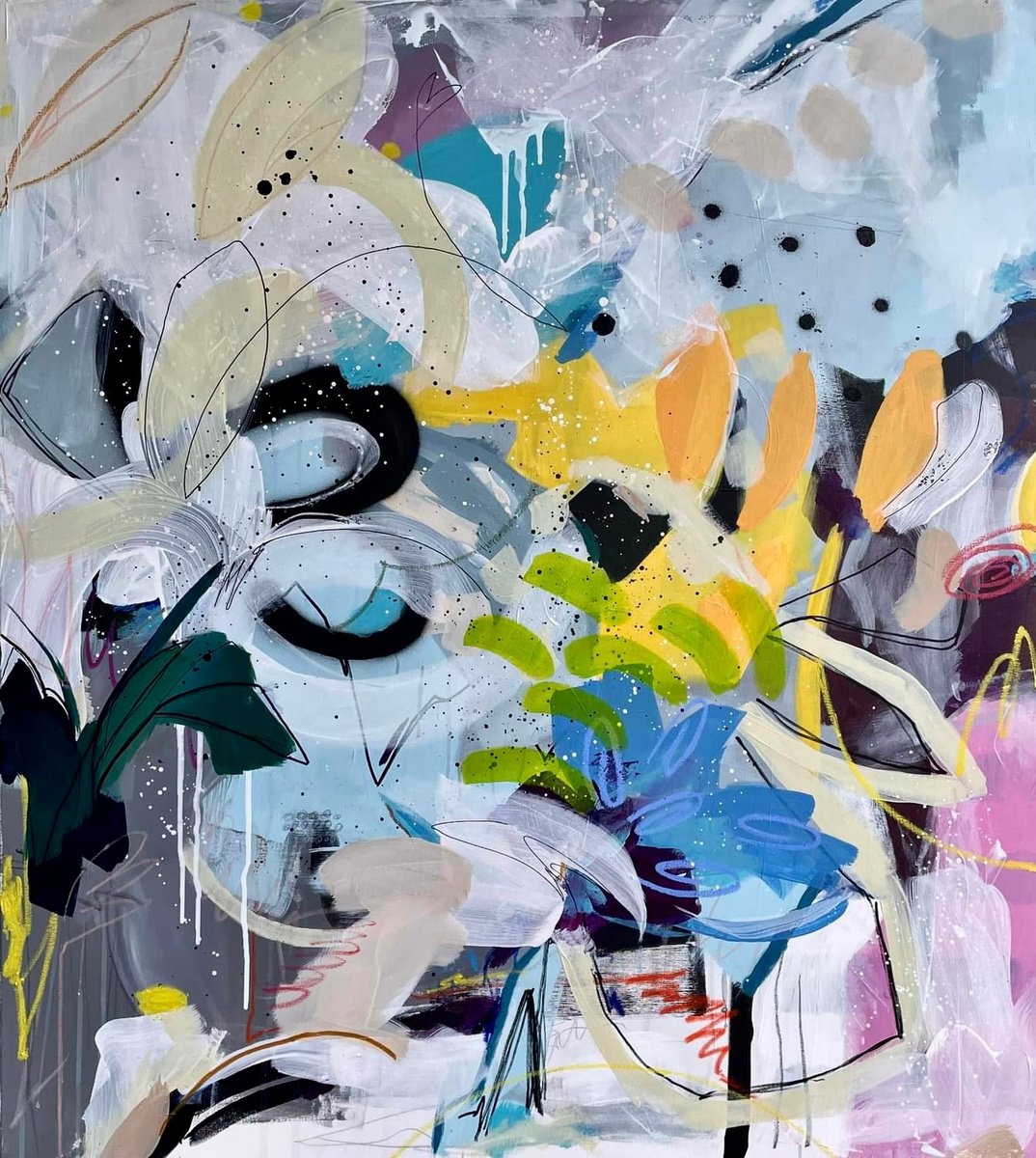 Abstract Acrylic Painting By Tanya Lytko, 35 X 39", "Spring", Original Artwork