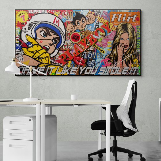 Racer 190cm x 100cm Speed Racer Textured Urban Pop Art Painting