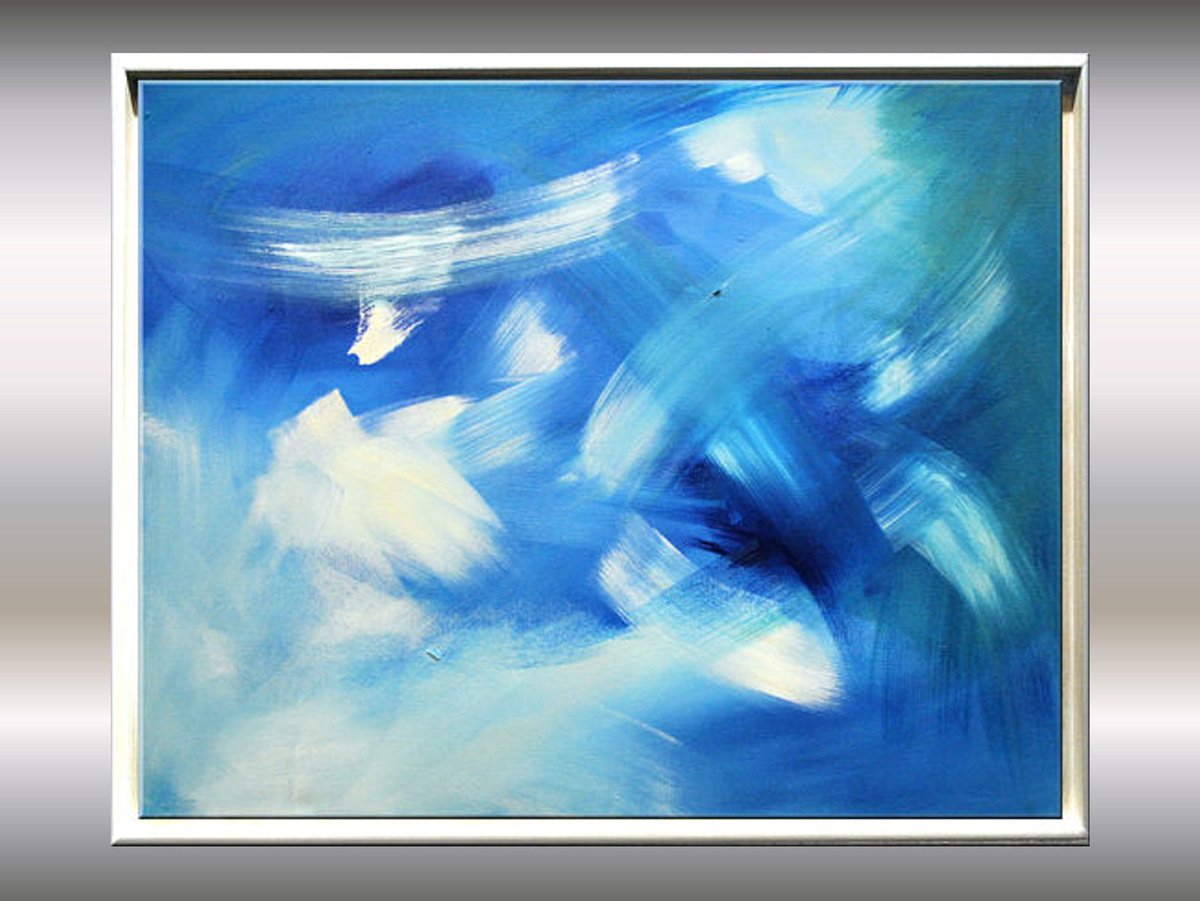 Summersky - Abstract - Acrylic Painting - Canvas Art - Framed Painting - Ready to Hang FRE... by Edelgard Schroer