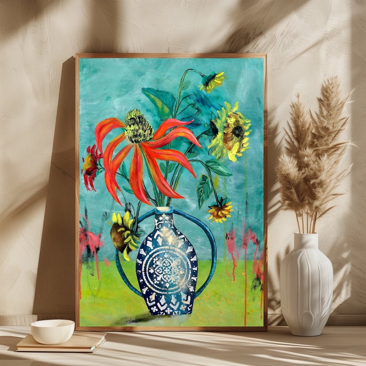 Organic Botanical Oil Painting By Poovi Art, 24 X 36", Moments That Stay, Original Artwork