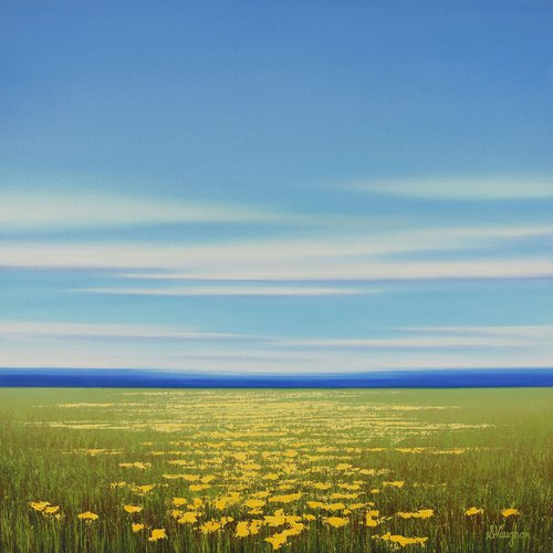 Yellow Flowers - Colorful Flower Field Landscape by Suzanne Vaughan