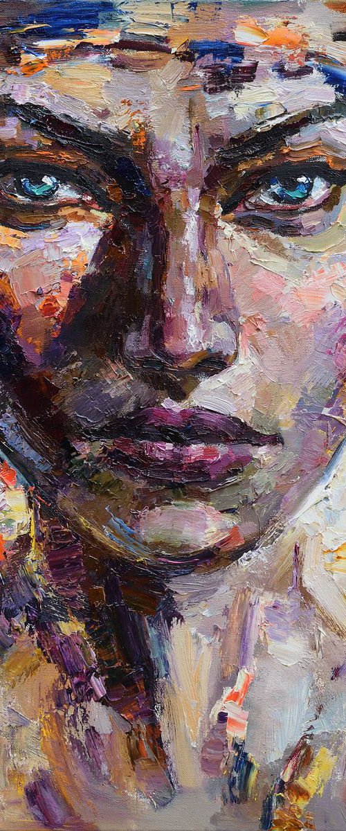 Turquoise eyes - Abstract woman portrait by Anastasiia Valiulina