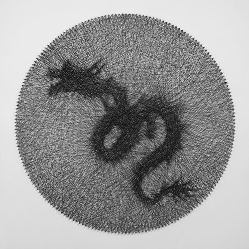 Dragon Silhouette String art by Andrey Saharov