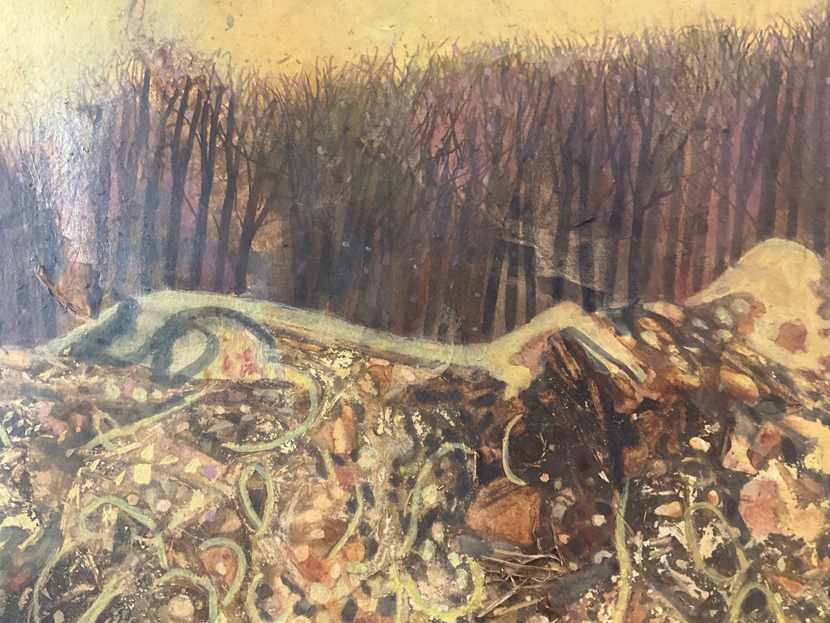 Abstract Landscape Watercolour By Gwendolyn Fleming, 18 X 17, Wheat Field, Original Artwork