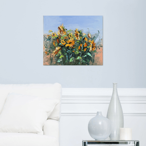 Blooming meadow,sunflowers.