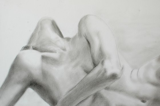 Nude study. Charcoal drawing.