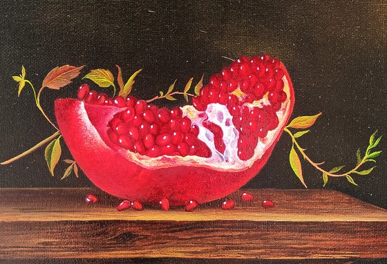 Still life with pomegranate-2 (24x30cm, oil painting, ready to hang)