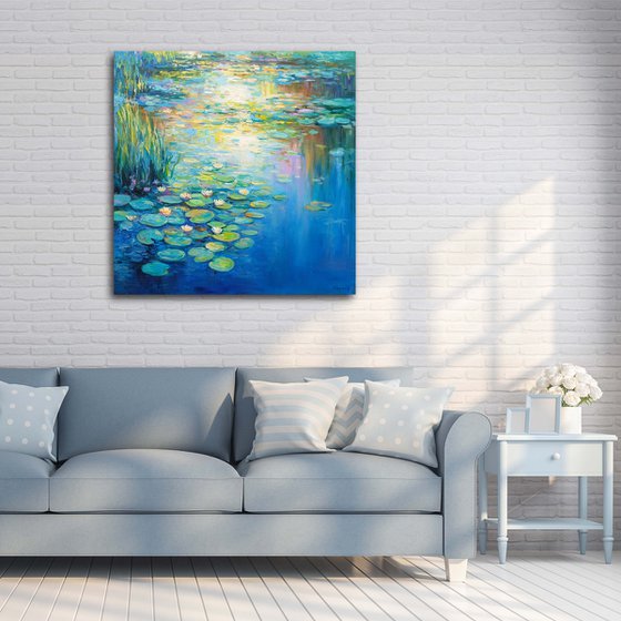 Serene Water Lily Pond