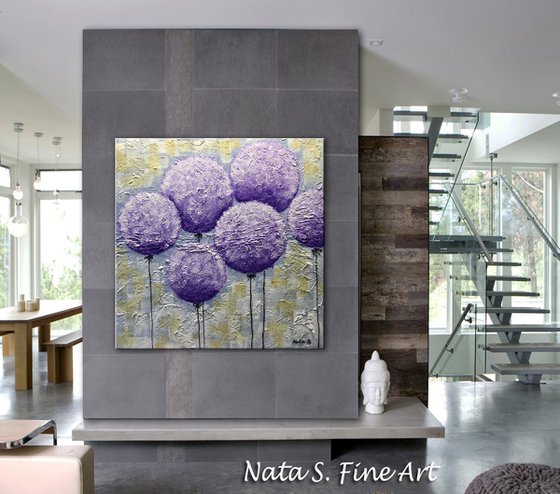 Purple Lollipops - Abstract Textured Painting