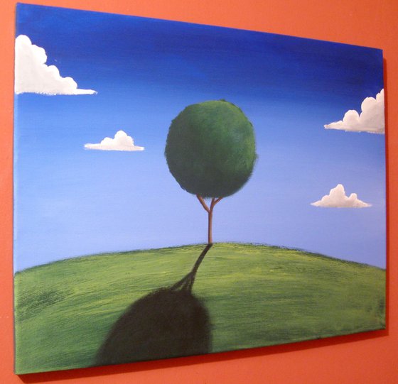 original abstract landscape tree of life blue sky "The New Eden" painting art canvas - english countryside 16 x 20 inches