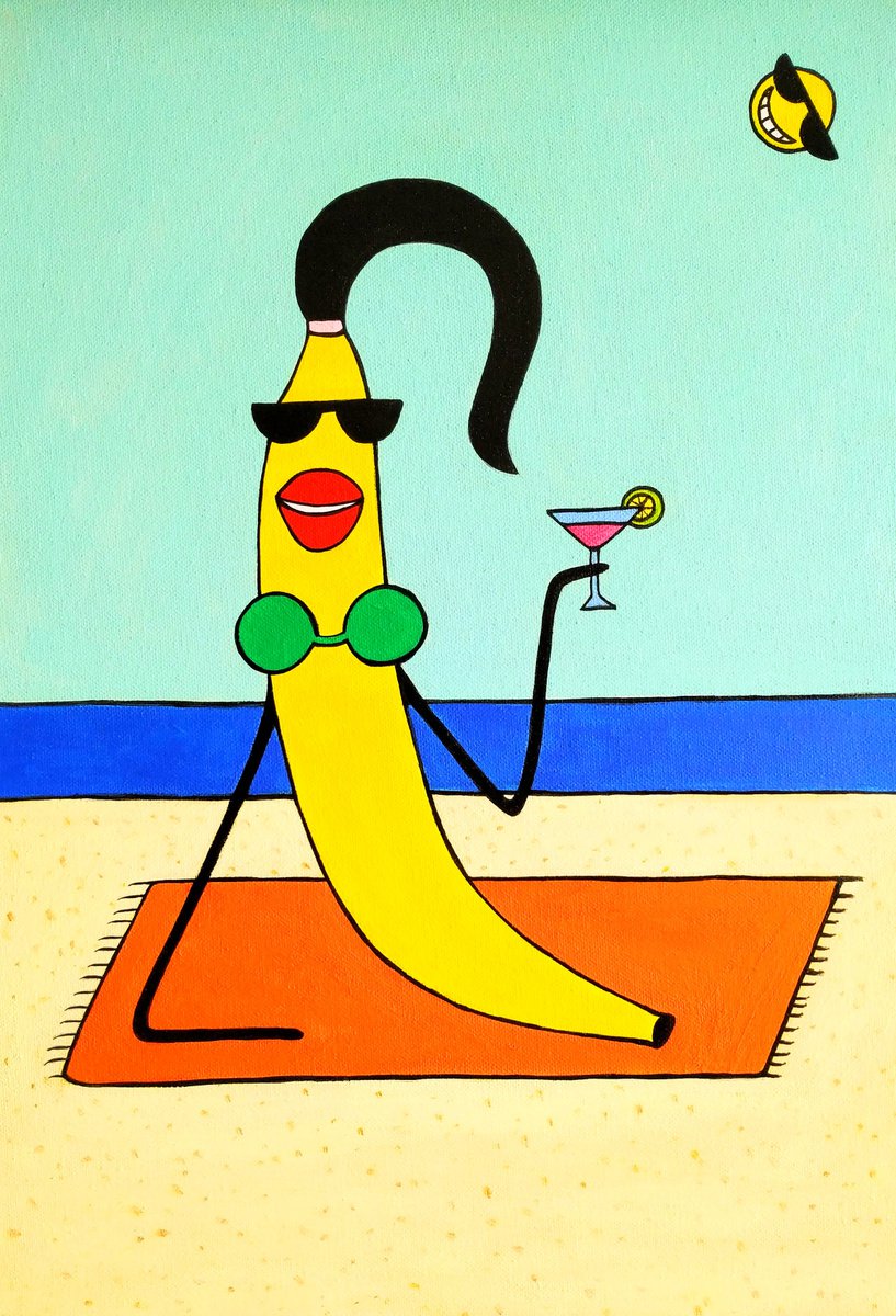Lady Banana on the beach(canvas) by Ann Zhuleva