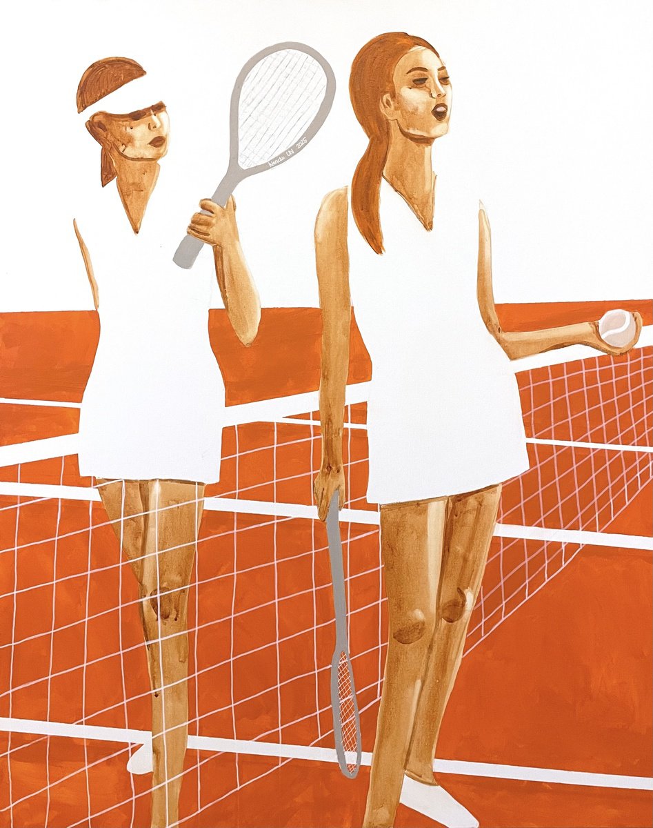 Urban And Pop Portrait Acrylic Painting By Wencke Uhl, 31 X 39", Over Here!, Original Artwork