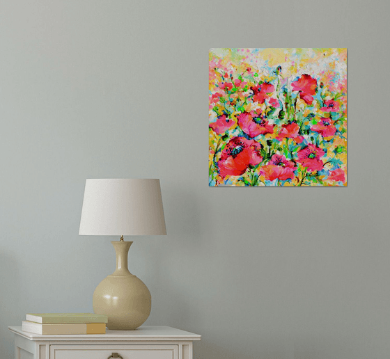 Red Opium Poppy Field